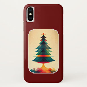 Joyfull Christmas Tree Geometric Artsy Design iPhone X Case