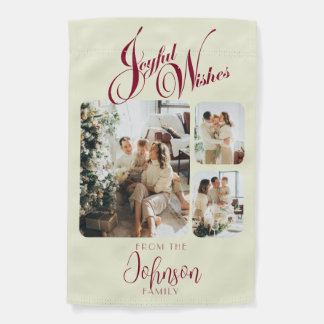 Joyfull Wishes Christmas Burgundy Garden Flag