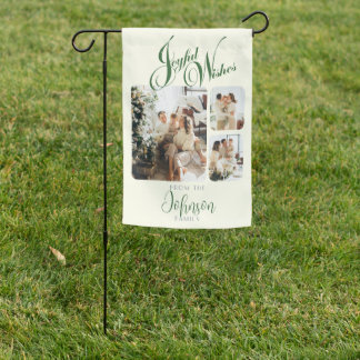 Joyfull Wishes Christmas Pine Green Garden Flag