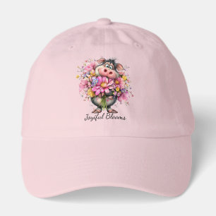 Joyiful Blooms Cute Pig Floral Embroidered Hat
