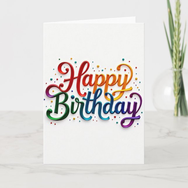 Joyous 3D Script Birthday Card (Front)