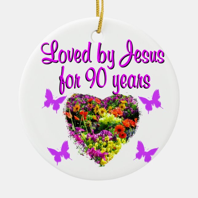 JOYOUS 90 YR OLD CERAMIC ORNAMENT (Front)