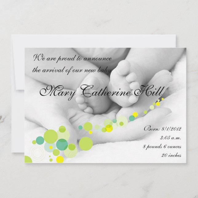 Joyous Arrival - baby announcement card (Front)