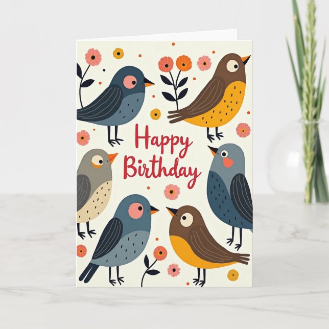 Joyous Avian Birthday Card (Front)