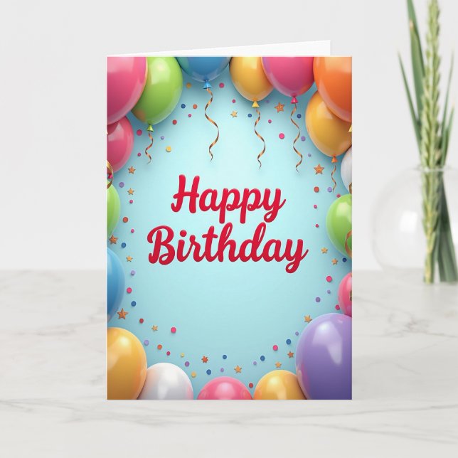 Joyous Balloon Birthday Card (Front)