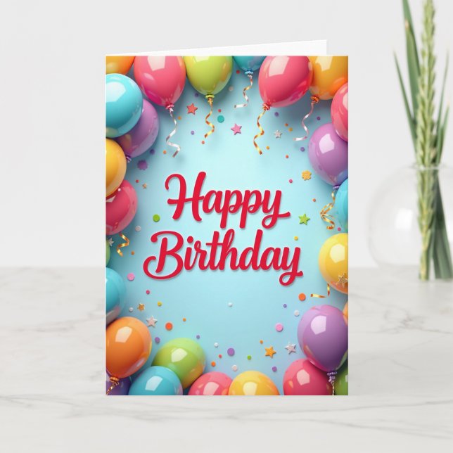 Joyous Birthday Balloon Card (Front)