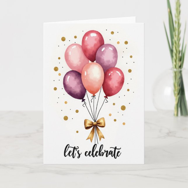 Joyous Birthday Balloon Cluster Card (Front)