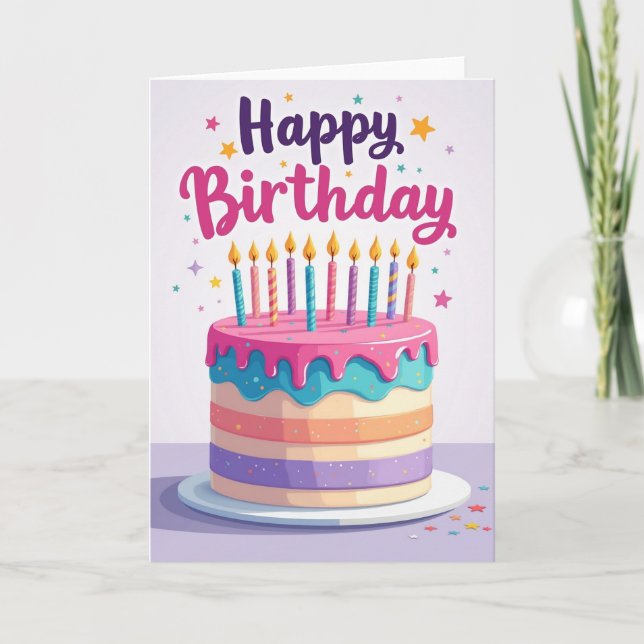 Joyous Birthday Cake Card (Front)