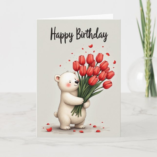 Joyous Birthday Fluffy Cub Card (Front)