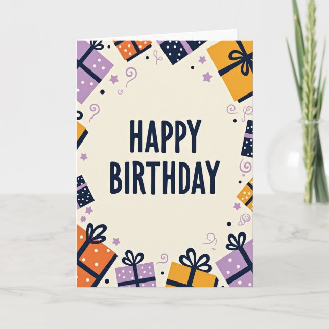 Joyous Birthday Gift Border Card (Front)