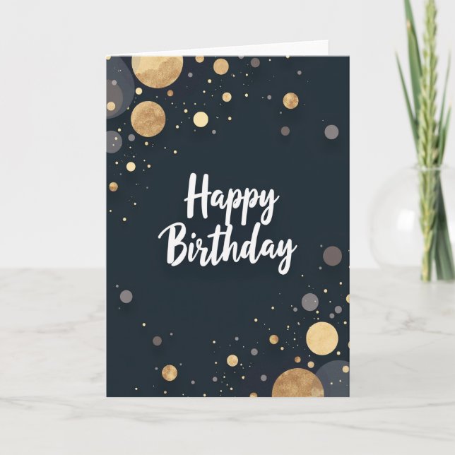 Joyous Birthday Golden Orb Card (Front)