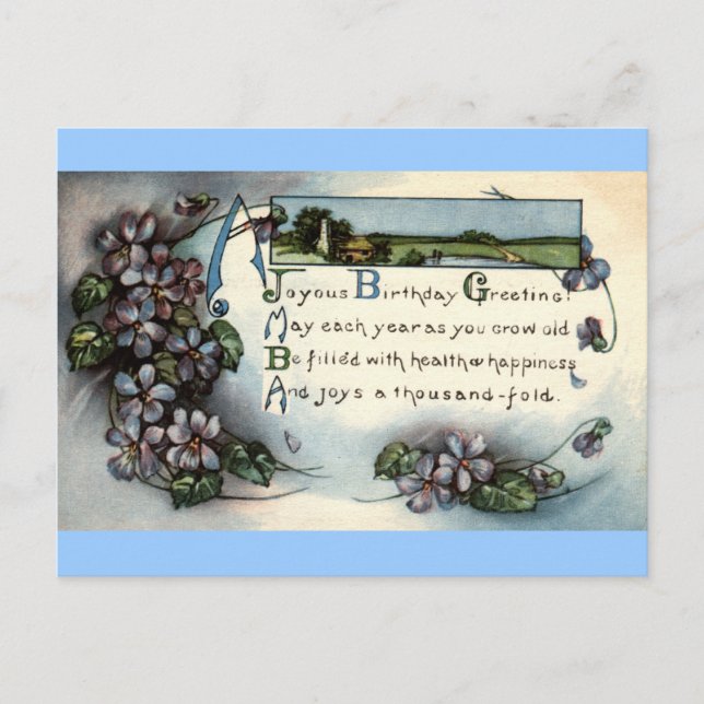 Joyous Birthday Greeting Repro Vintage 1918 Postcard (Front)
