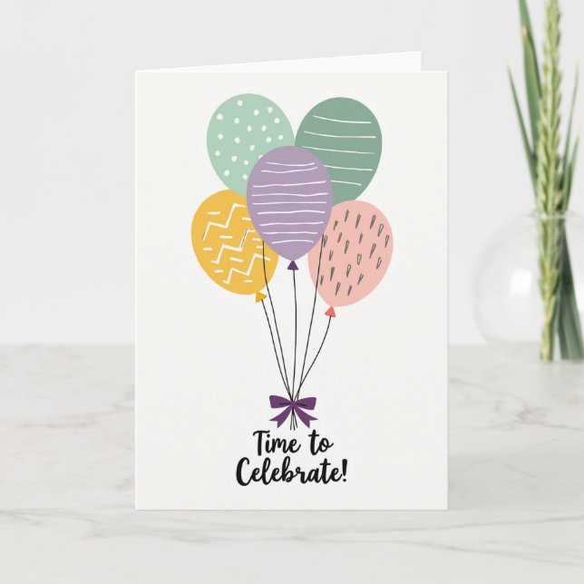 Joyous Birthday Pastel Orbs Card (Front)