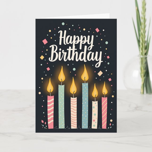 Joyous Birthday Patterned Candles Card (Front)