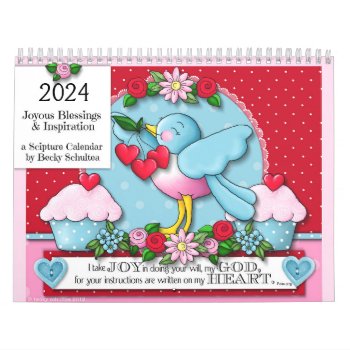 "joyous Blessings & Inspiration" 2024 Calendar by JustBeeNMeBoutique at Zazzle