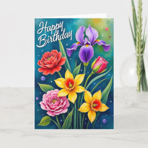 Joyous Blooms Birthday Card
