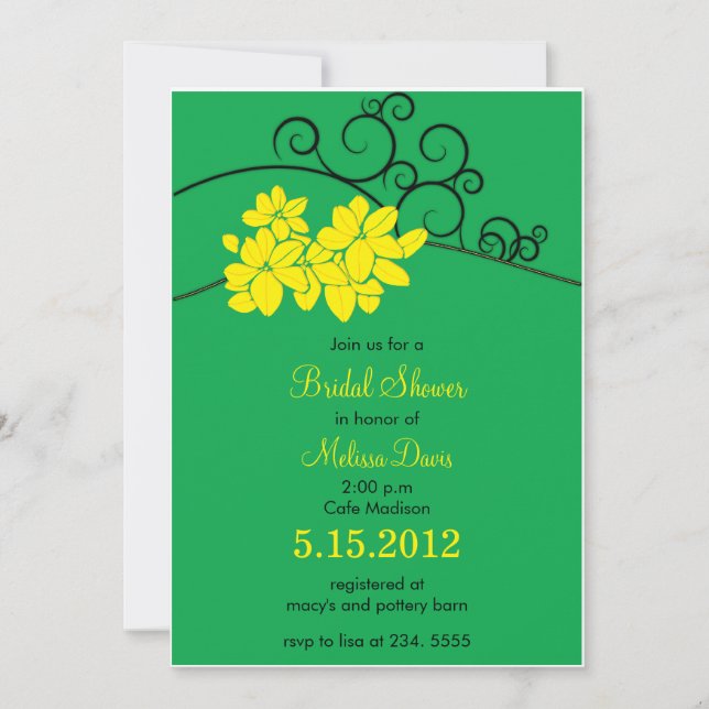 Joyous Blooms - Floral Bridal shower invitations (Front)