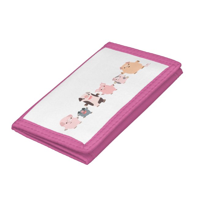 Joyous Bunch of Cute Cartoon Pigs Trifold Wallet (Bottom)