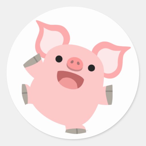 Joyous Cartoon Pig Sticker | Zazzle