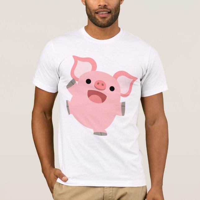 Joyous Cartoon Pig T-Shirt (Front)