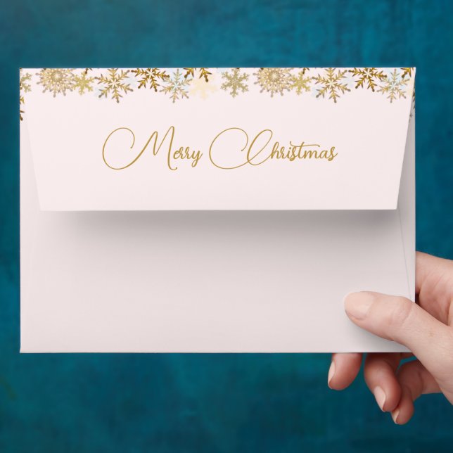 Joyous Christmas Gold Snowflakes A7 Envelope (Hand)