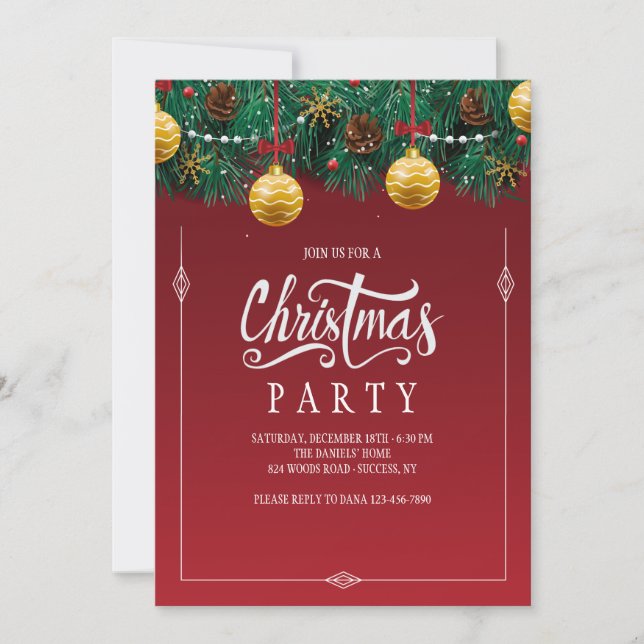 Joyous Christmas Party Invitation (Front)