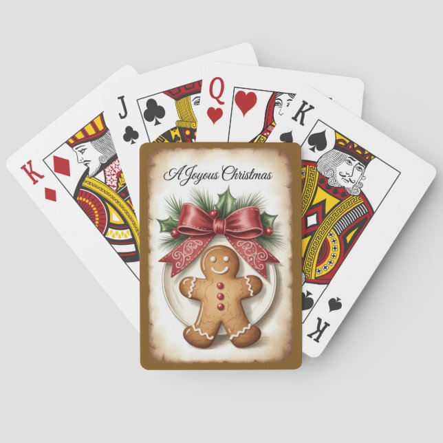 Joyous Christmas with a Gingerbread Man Poker Cards (Back)