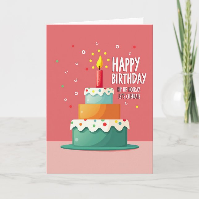 Joyous Confetti Cake Birthday Card (Front)