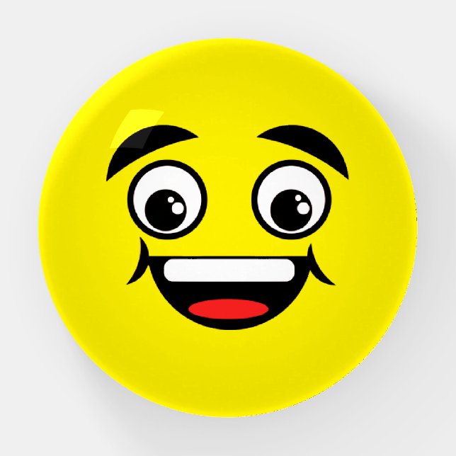Joyous Face Emoji  Paperweight (Front)