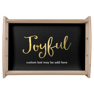 Joyous! Faux Gold Foil Look Christmas Holiday Serving Tray