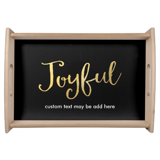 Joyous! Faux Gold Foil Look Christmas Holiday Serving Tray (Front)