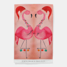 Joyous Flamingo Christmas Garden Flag: Pink