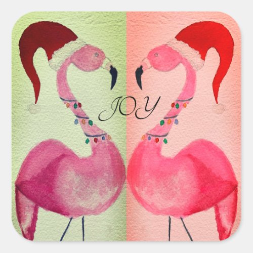 Joyous Flamingo Christmas Stickers