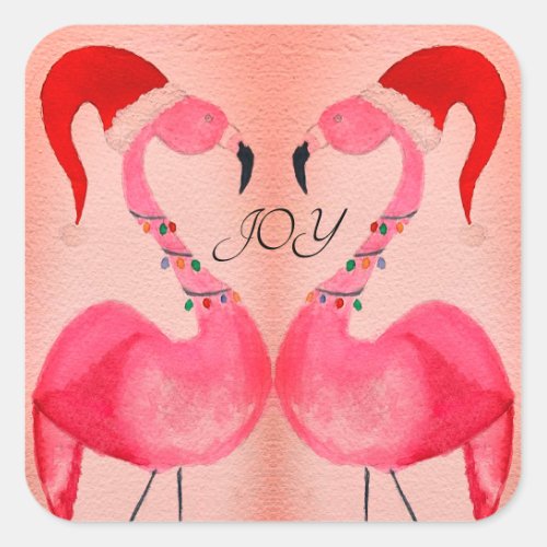 Joyous Flamingo Christmas Stickers