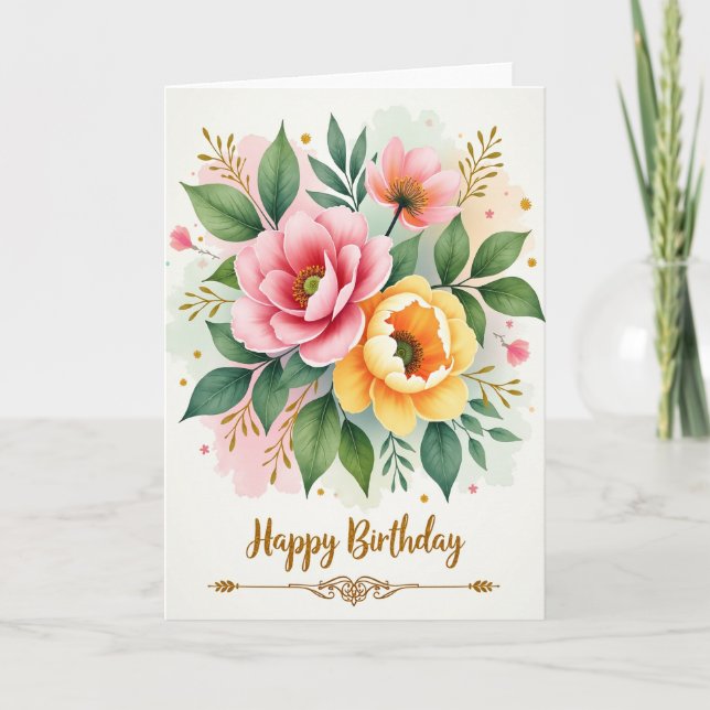 Joyous Floral Bloom Card (Front)