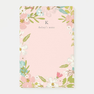 Joyous Floral on Pink Post-it Notes
