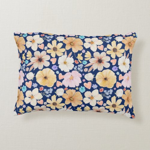 Joyous Flower Pattern Accent Pillow