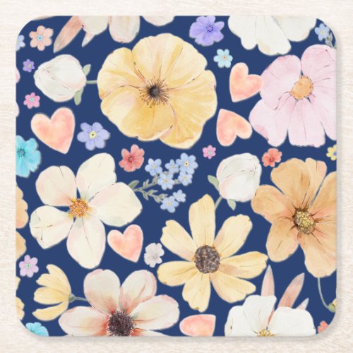 Joyous Flower Pattern Paper Coasters