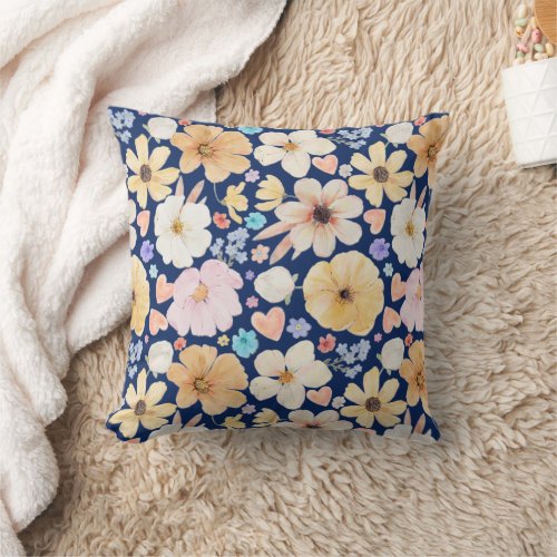 Joyous Flower Pattern Throw Pillow
