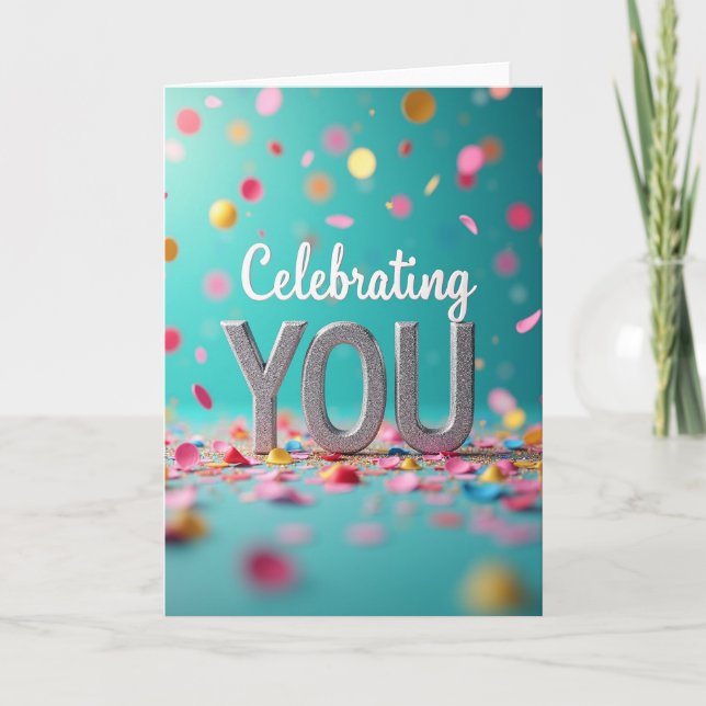 Joyous Glitter Script Card (Front)