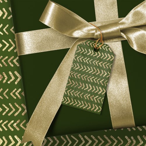 Joyous Green Gold V Pattern Custom Gift Tags