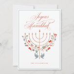 Joyous Hanukkah Festive Menorah Candle Photo Holiday Card<br><div class="desc">Joyous Hanukkah, send your Hanukkah wishes to your family and friends with our beautiful customizable photo card. Our design features our beautiful hand-drawn menorah candle in faux rose gold decorated with beautiful festive florals and leaves. Doves are also incorporated into this beautiful Hanukkah-inspired design. "Joyous Hanukkah" is written in a...</div>