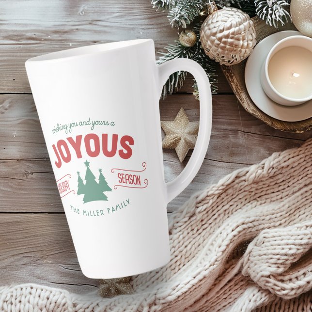 Joyous Holiday Season Fir Trees Red/Green ID580 Latte Mug (Creator Uploaded)
