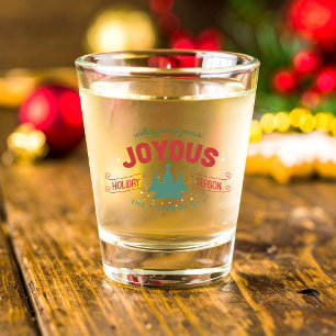 Joyous Holiday Season Fir Trees Red/Green ID580 Shot Glass