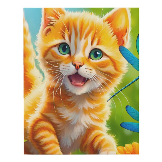 Joyous Kitten Faux Canvas Print (Front)