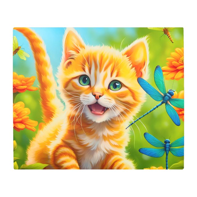 Joyous Kitten Metal Print (Front)
