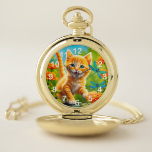 Joyous Kitten Pocket Watch