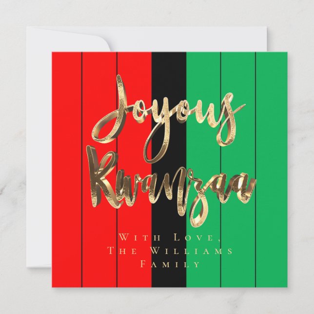 Joyous Kwanzaa Elegant Script Red Black Green Holiday Card (Front)