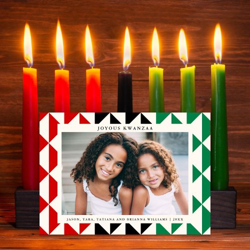 Joyous Kwanzaa Geometric Modern Holiday Photo Card