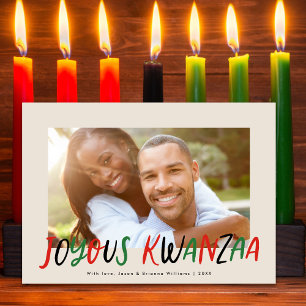 Joyous Kwanzaa Modern Lettered Type Photo Holiday Card